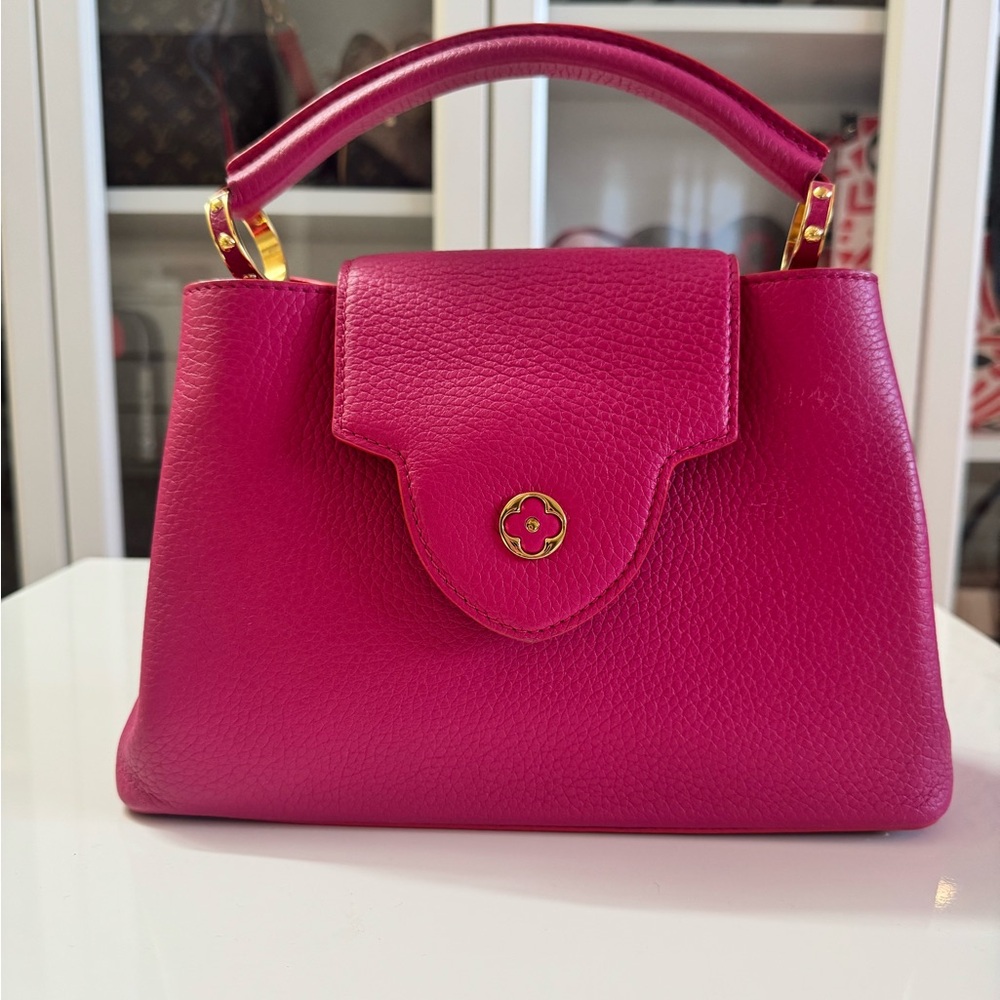 Louis Vuitton Fuchsia Satchel with Gold Accents